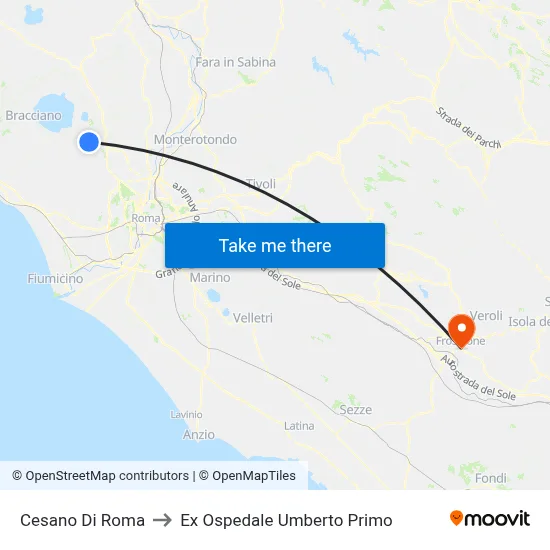 Cesano Di Roma to Ex Ospedale Umberto Primo map