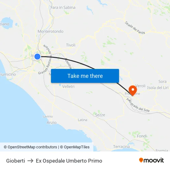 Gioberti to Umberto Primo Former Hospital map