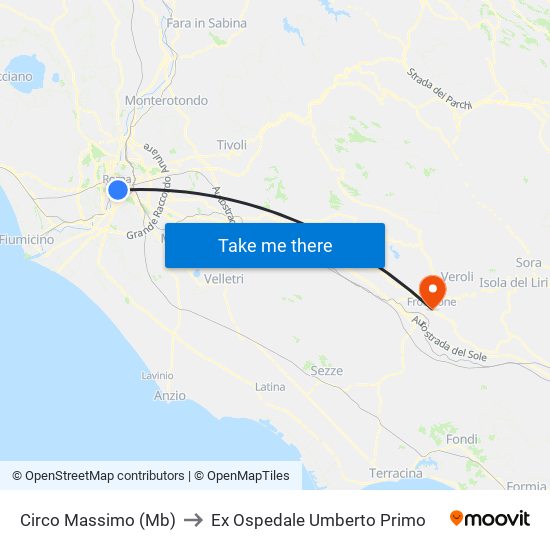 Circo Massimo (Mb) to Ex Ospedale Umberto Primo map