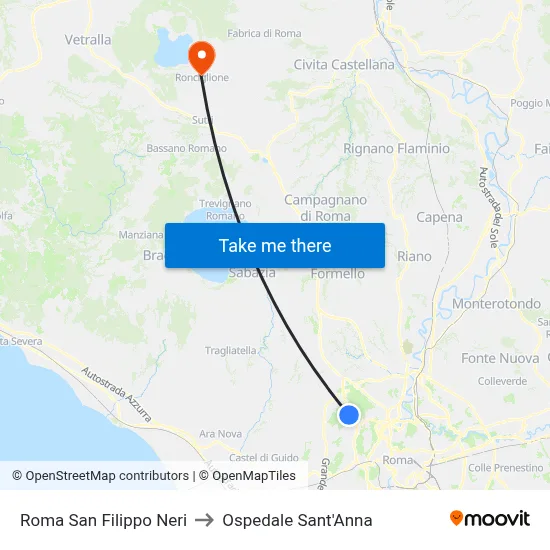 Rome San Filippo Neri to Sant'Anna Hospital map