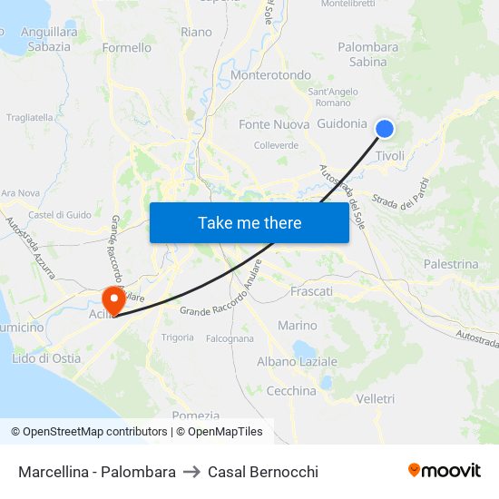 Marcellina - Palombara to Casal Bernocchi map