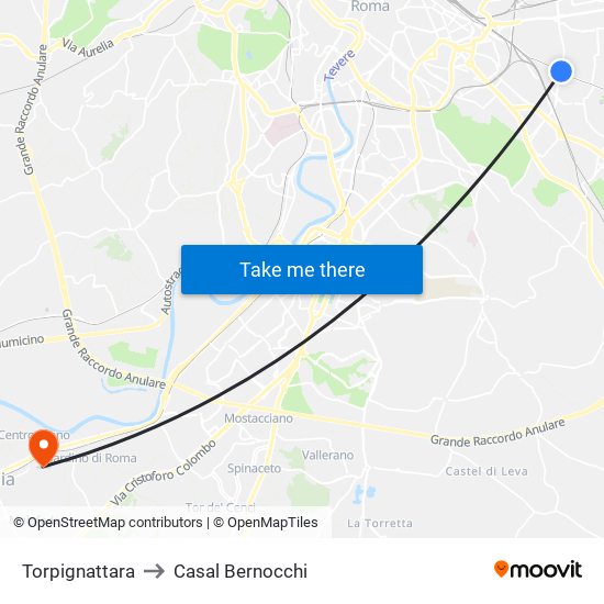 Torpignattara to Casal Bernocchi map