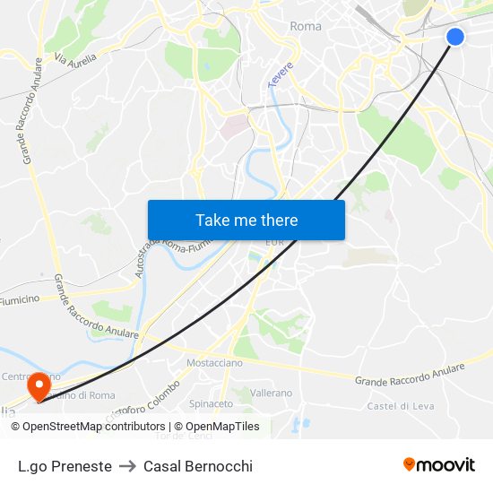 L.go Preneste to Casal Bernocchi map