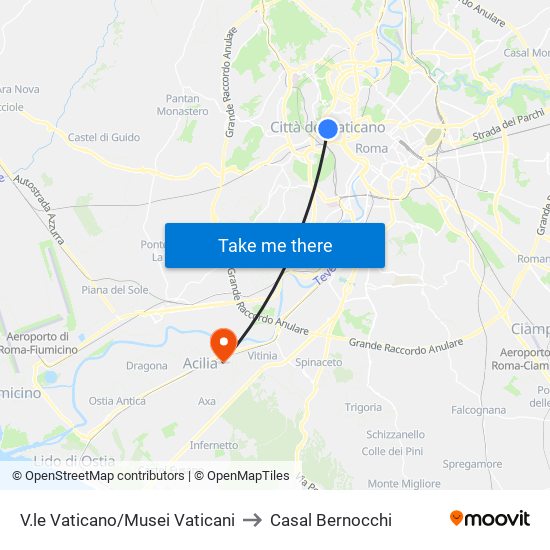 V.le Vaticano/Musei Vaticani to Casal Bernocchi map