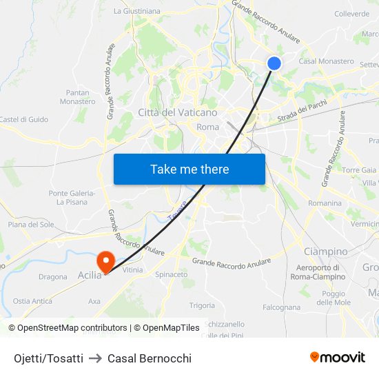 Ojetti/Tosatti to Casal Bernocchi map