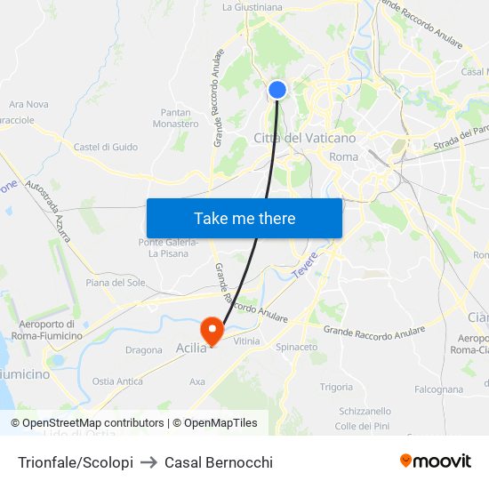 Trionfale/Scolopi to Casal Bernocchi map