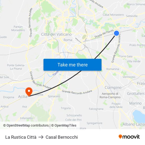 La Rustica Città to Casal Bernocchi map