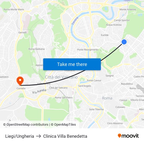 Liegi/Ungheria to Clinica Villa Benedetta map