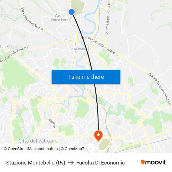 Stazione Montebello (Rv) to Facoltà Di Economia map