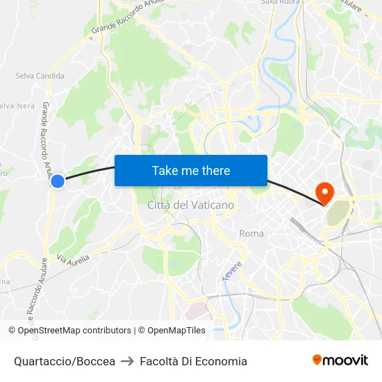 Quartaccio/Boccea to Facoltà Di Economia map