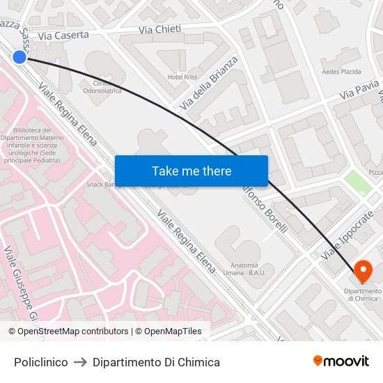 Policlinico to Dipartimento Di Chimica map