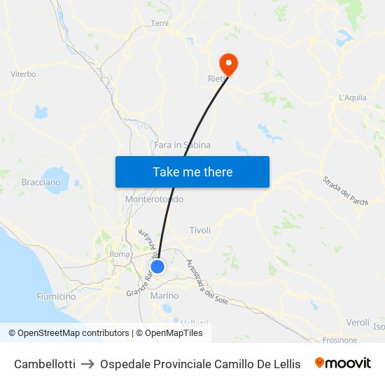 Cambellotti to Ospedale Provinciale Camillo De Lellis map