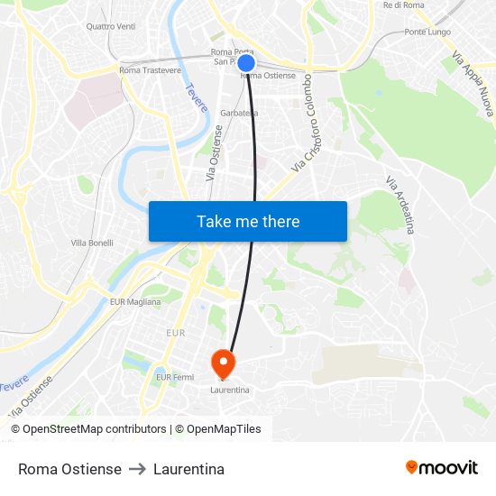 Roma Ostiense to Laurentina map