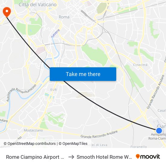 Rome Ciampino Airport CIA to Smooth Hotel Rome West map