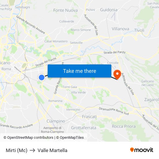 Mirti (Mc) to Valle Martella map