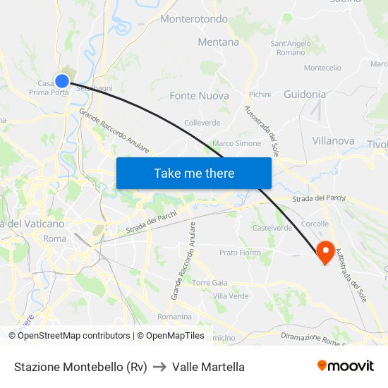 Stazione Montebello (Rv) to Valle Martella map