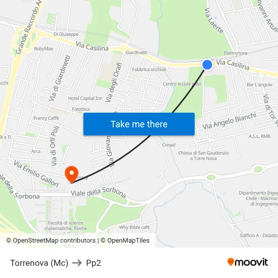 Torrenova (Mc) to PP2 map