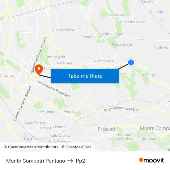 Monte Compatri-Pantano to PP2 map