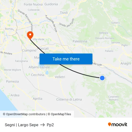 Segni Largo Sepe to PP2 map