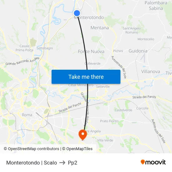 Monterotondo | Station to PP2 map