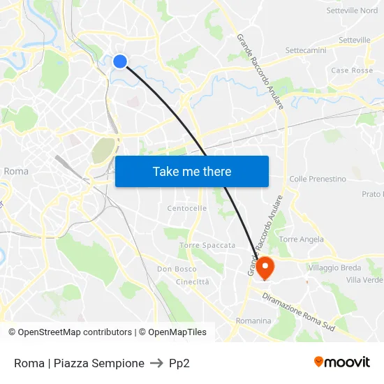 Rome | Sempione Square to PP2 map