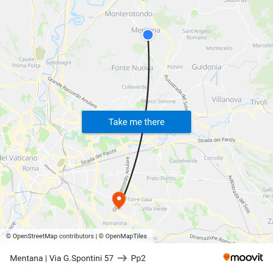 Mentana | G.Spontini Street 57 to PP2 map