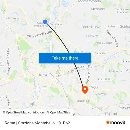 Rome | Montebello Station to PP2 map