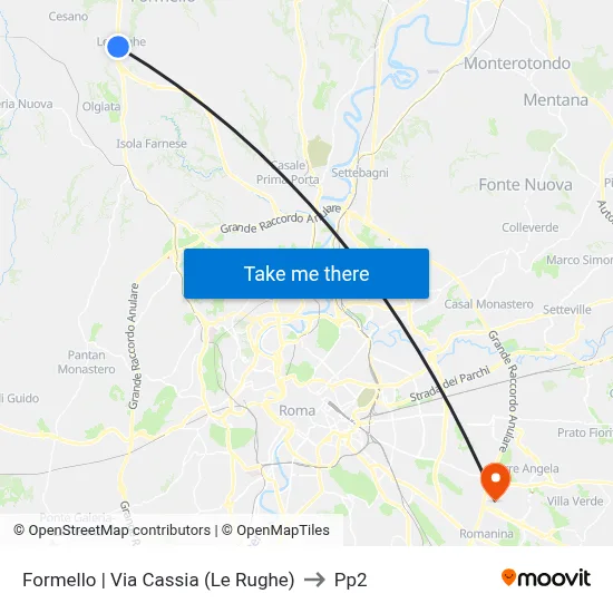 Formello | Cassia Road (Le Rughe) to PP2 map