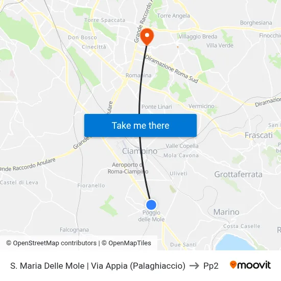 Santa Maria Delle Mole | Appia Road (Ice Palace) to PP2 map