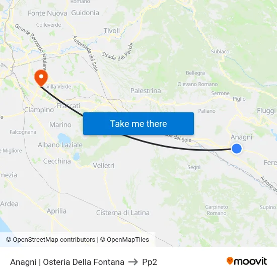 Anagni | Osteria Della Fontana to PP2 map