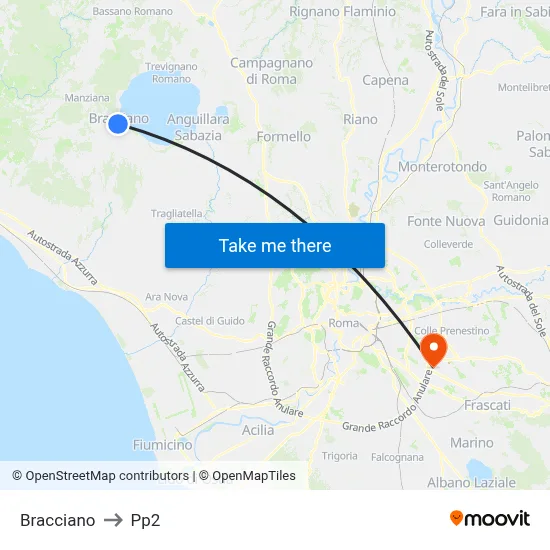 Bracciano to PP2 map