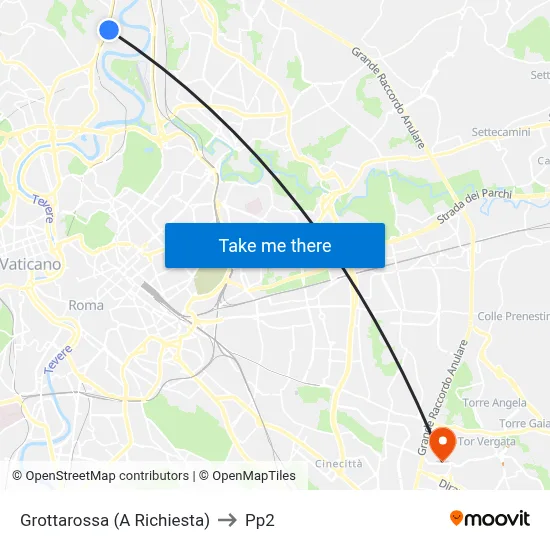 Grottarossa (On Request) to PP2 map