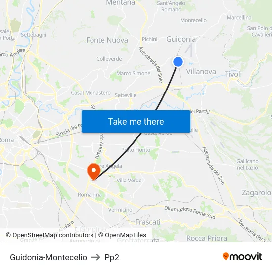 Guidonia-Montecelio to PP2 map
