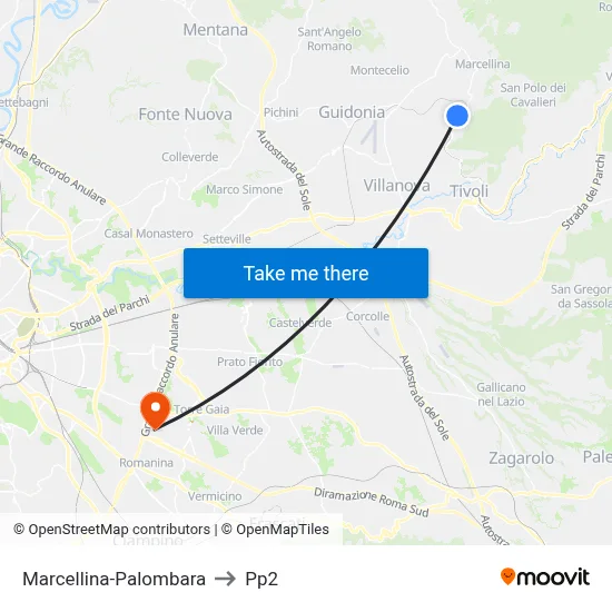 Marcellina-Palombara to PP2 map