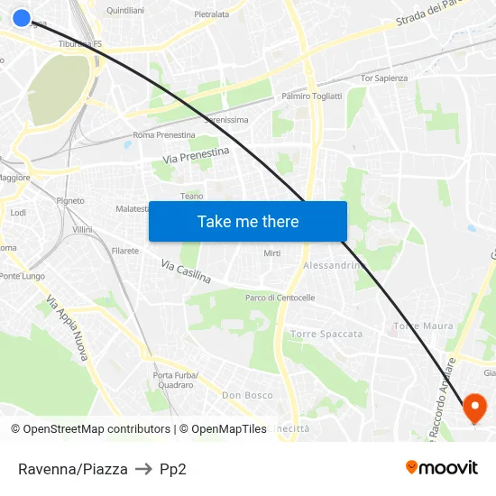 Ravenna/Square to PP2 map