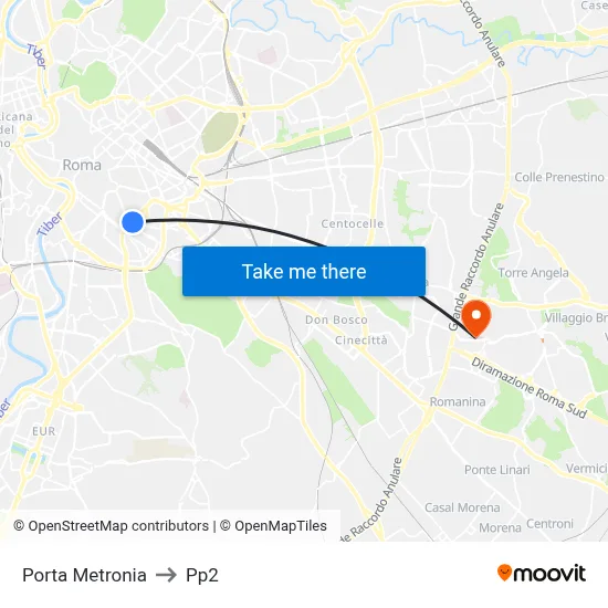 Porta Metronia to PP2 map