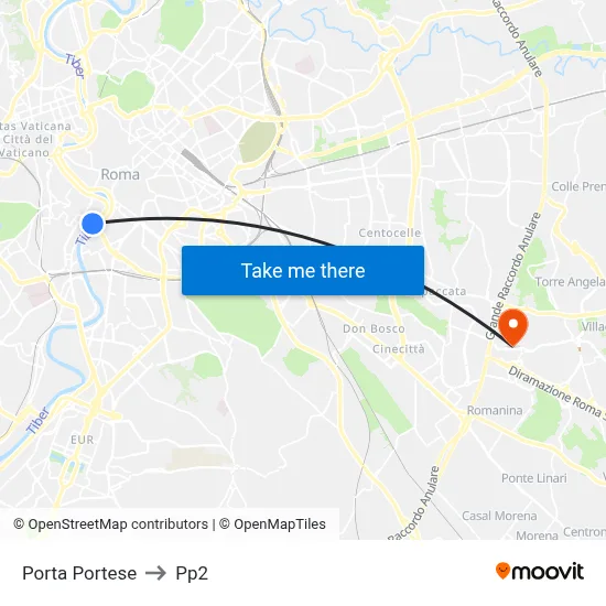 Porta Portese to PP2 map