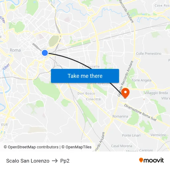San Lorenzo Station to PP2 map