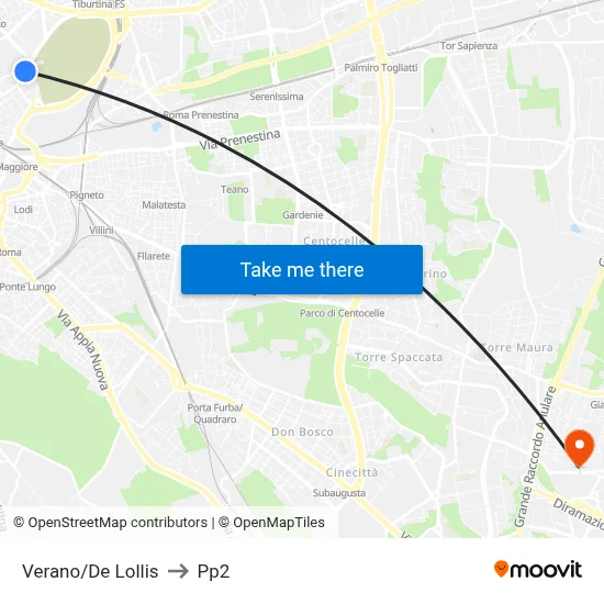 Verano/De Lollis to PP2 map