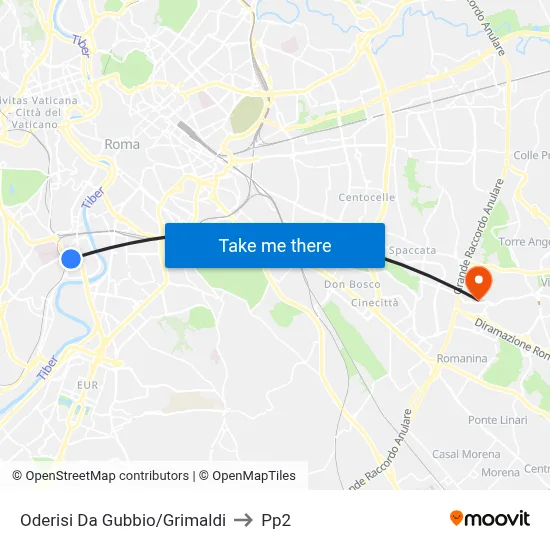 Oderisi Da Gubbio/Grimaldi to PP2 map