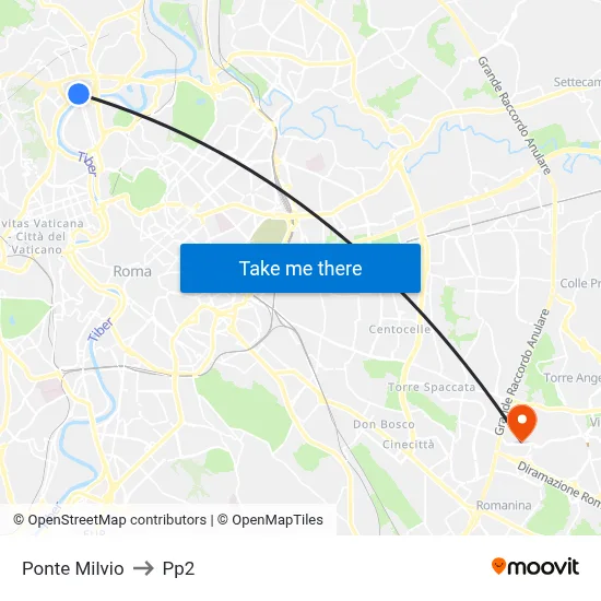 Milvio Bridge to PP2 map
