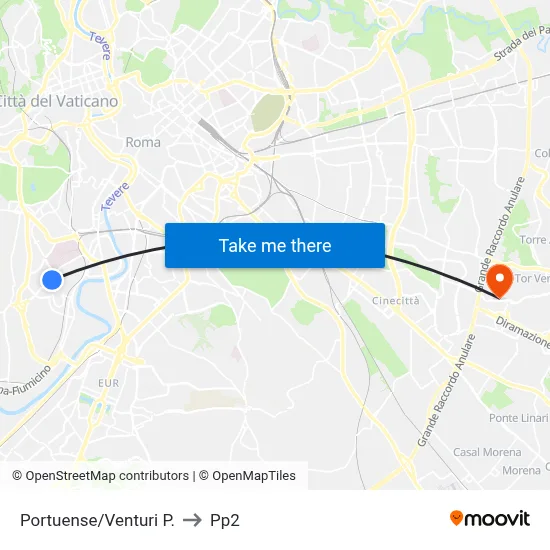 Portuense/Venturi P. to PP2 map