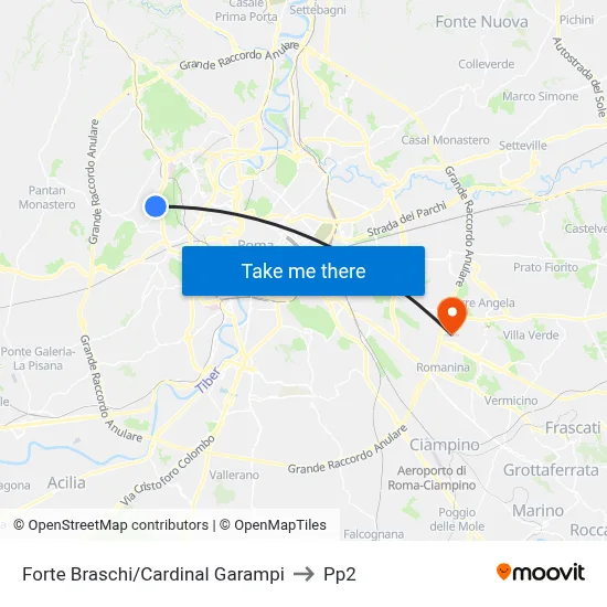 Forte Braschi/Cardinal Garampi to PP2 map
