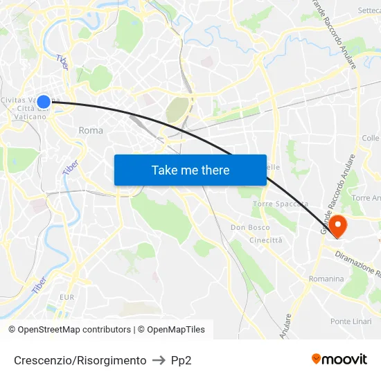 Crescenzio/Risorgimento to PP2 map