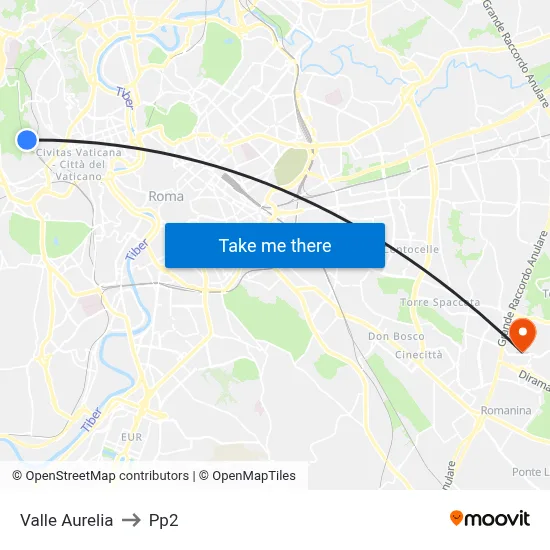 Valle Aurelia to PP2 map
