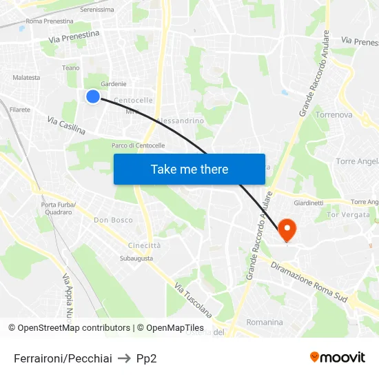 Ferraironi/Pecchiai to PP2 map
