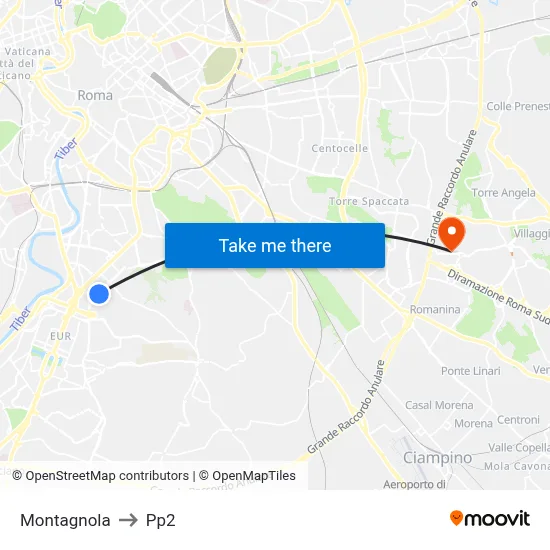 Montagnola to PP2 map