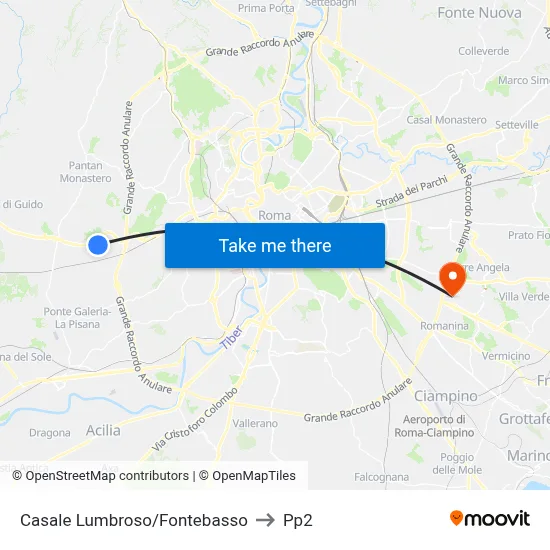 Casale Lumbroso/Fontebasso to PP2 map
