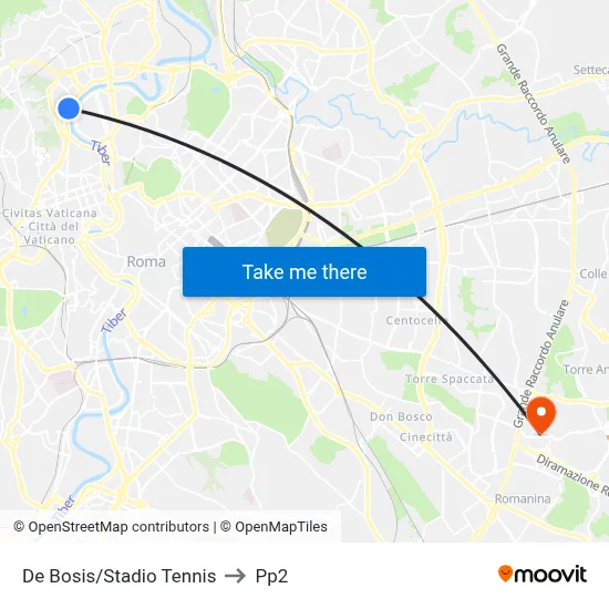 De Bosis/Tennis Stadium to PP2 map