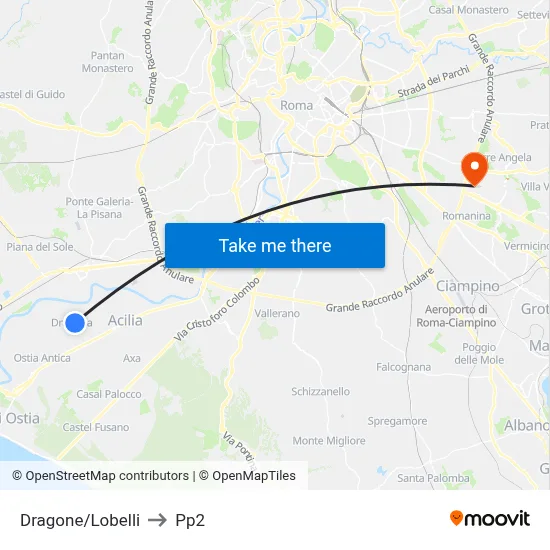 Dragone/Lobelli to PP2 map